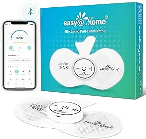 Easy@Home Wireless TENS Unit with APP Remote Control: Back Pain Relief Muscle Stimulator Massager | Powered by MyPainOff App iOS & Android App | Pain Therapy Management EHE015BLE
