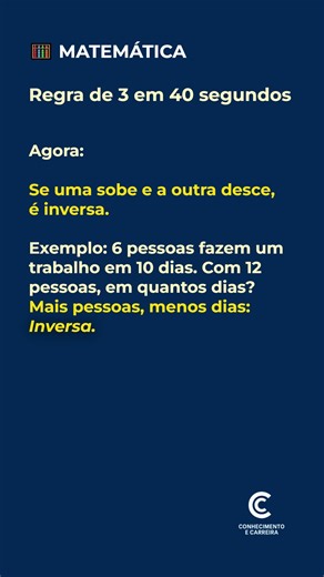 Regra de 3 SEM ERRO em 40s Direta x Inversa #concursos #enem #estudos