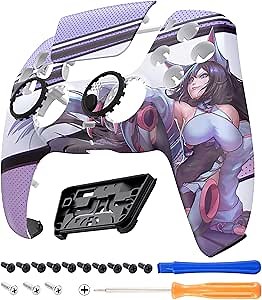 eXtremeRate Luna Redesigned Front Shell Touchpad Compatible with ps5 Controller BDM-010 020 030 040 050, Neko Mecha Replacement Faceplate Case Custom Touch Pad Cover Compatible with ps5 Controller