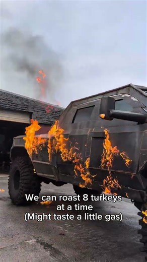 Step one provide turkey. Step two skewer turkey on the front of the juggernaut. Step three step back