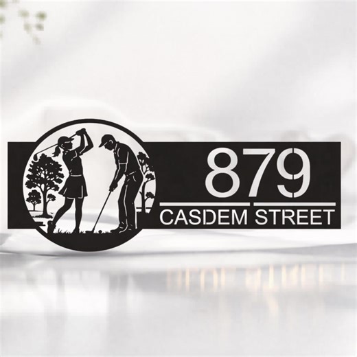 Personalized Golf Metal Address Sign – Custom House Number Plaque – Outdoor Wall Decor - Etsy
