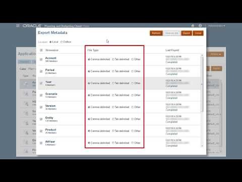Exporting Metadata in Oracle Planning and Budgeting Cloud