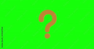 4k 3d rotating question mark animation on green screen