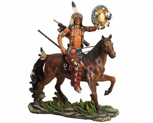 Native American Warrior Chief Statue: Horseback Sculpture, Bronze Patina Finish - Etsy UK