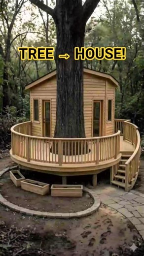 You Won’t Believe What This Tree Turned Into! 🌳🏡| #shorts #treehouse #shortvideo #jungle #aivideo