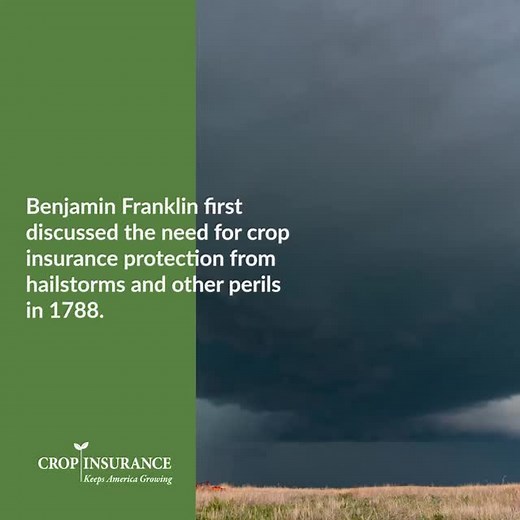 Did you know? The idea for crop insurance dates back to Benjamin Franklin, who saw the need to protect farmers from perils like hailstorms. For more than a century, the private sector has made his vision a reality. Today, private hail insurance offers billions in protection and provides a flexible, personalized risk management tool for producers. This short video explores the history of this coverage and the vital role it plays in helping farmers recover after disaster. Watch our video to see ho