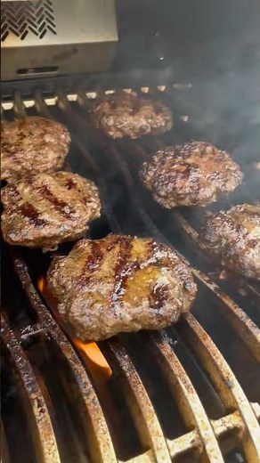 Grilled hamburgers on my gas grill #BBQ #Burger