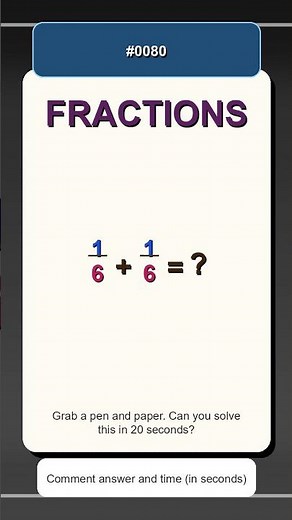 1/6 + 1/6 = ? | Quick Fractions Practice | Adding Fractions