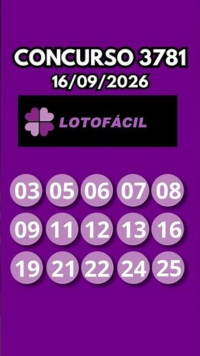 🟣LOTOFACIL 3781, VEJA OS NÚMEROS SORTEADOS NA LOTOFACIL DE HOJE #lotofácilhoje