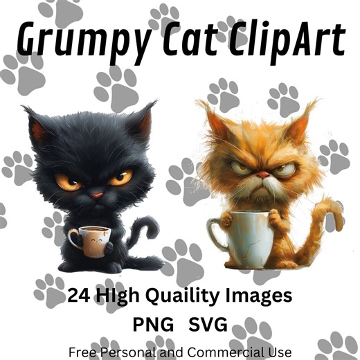 Grumpy Cat Clipart: PNG & SVG Bundle - Commercial Use (digital Download) - Etsy Canada