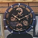 ImprovingLife The Gears Clock Desk Clock 10 inches with Real Moving Gears Convertible into Wall Clock (Vintage Brown)