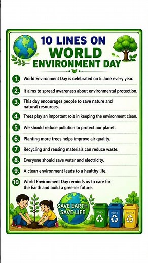 🌍 10 Lines on World Environment Day | Easy Essay for Students #WorldEnvironmentDay #EnvironmentDay 🌱