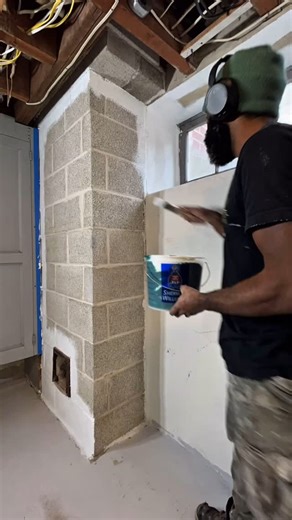 Getting Drylok into these block grooves should count as arm day. Is it tedious? Absolutely. Does it work? Also absolutely. Waterproofed and worth it 🦾🧱🔒 #painterlife #drylok #realwork #waterproofing #honestwork | Ziegler Painting & Drywall Repairs