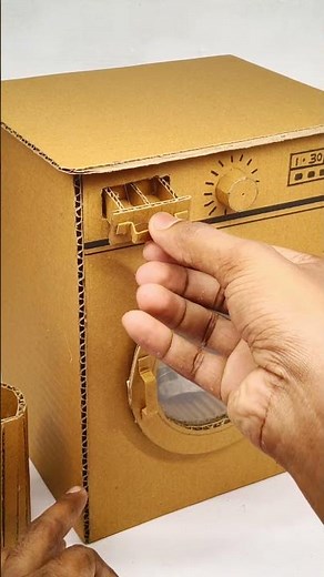 Make a mini washing machine from cardboard #cardboardboxcraft#cardboardeasy#cardboarddiy