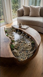 Watch the Living Spring Waterfall Coffee Table come to life. #waterfallcoffeetable #epoxyrivertable #luxuryfurniture #ArtisanCrafted #InteriorDesignInspo #LiveEdgeTable #NatureInspiredDecor | Tiny Living Designs
