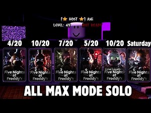 Roblox FNAF: Co-op - All FNAF Max Mode Solo Perkless (FNAF 1-6)