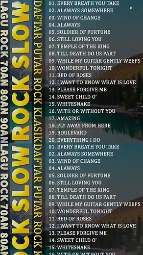 Lagu Slow Rock Barat Yang Paling Populer Tahun 70an 80an 90an | Daftar Putar Rock Klasik Terbaik