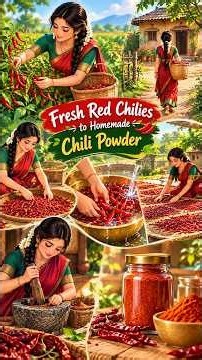 From Fresh Red Chilies to Homemade Chili Powder 🌶️ | Village Harvesting & Traditional Cooking