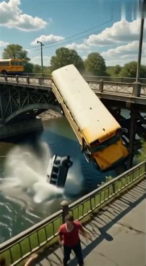 School bus crashes while crossing bridge 🚌🌉