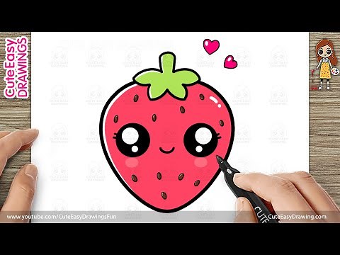 How to Draw a Cute Strawberry Easy for Kids and Toddlers! 🍓