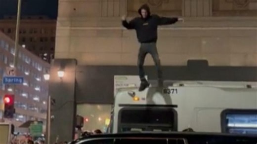 Videos on social media show vandalism by some people after the Los Angeles Rams won the Super Bowl.