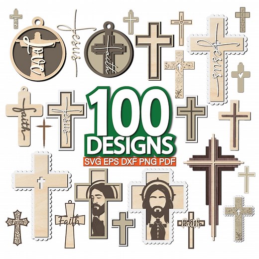 Paquete de cruces SVG para corte láser, diseño de adornos cristianos, decoración para bautizos y comuniones, DXF y PNG - Etsy México