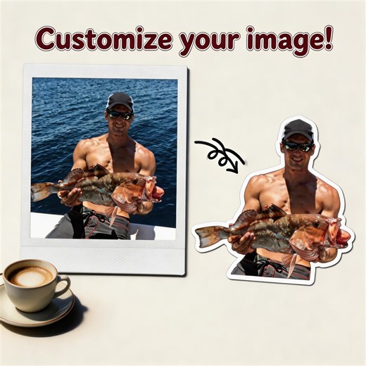 Custom Fishing Photo Sticker, Angler Catch Decal, Personalized Fish Trophy Sticker, Waterproof Laptop Bottle Car - Etsy