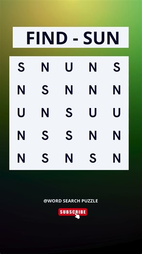 Find SUN in this word search 🔎 #WordSearch #BrainChallenge #FindTheWord #HiddenWord #puzzletime