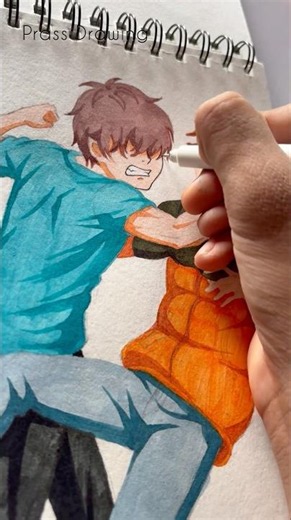 Drawing Of My Character Fighting With Other Anime Character 😅. #shorts
