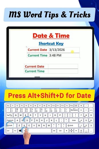 MS Office Tips & Tricks 🔥 | Date और Time Insert करने की Shortcut Key #msoffice #keyboardshortcutkeys