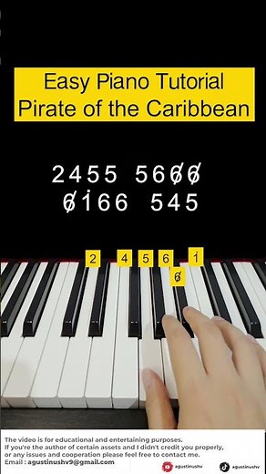 pirate of the Caribbean Easy Piano Tutorial #piano #pianotutorial #easypiano
