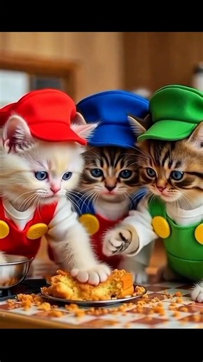 Kittens making cake and a mess. ASMR #cat #shorts #viral