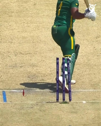 Charles Lachmund with a dream delivery to clip the top of off stump 😮‍💨 #U19WorldCup broadcast details 👉 https://www.icc-cricket.com/tournaments/u19-cricket-worldcup-2026/news/broadcast-details-for-icc-u19-men-s-cricket-world-cup | ICC - International Cricket Council