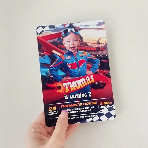 🏁 Personalized Race Car Birthday Invitation – Start the Party Engines! 🚗💨