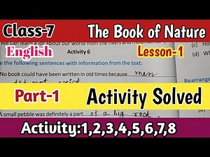 Class-7 English//Activity Solved//The Book of Nature by Jawaharlal Nehru//Lesson 1