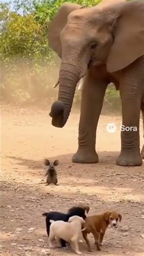 Mouse attacks elephant trying to harm small puppies😭