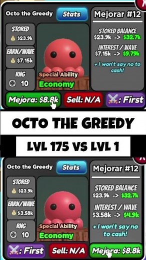 OCTO THE GREEDY LVL 175 vs LVL 1 EN ASTD #shorts