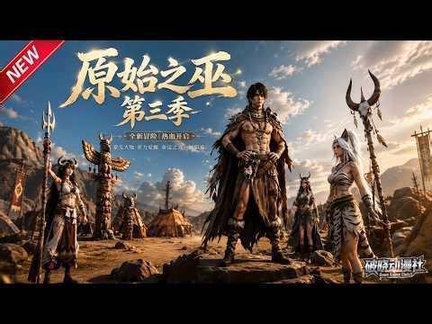 MULTISUB📢新番上线《原始之巫》第3季丨穿越蛮荒兽人世界，被虎耳娘带回部落，觉醒巫力凭现代智慧带族人逆袭！#最新漫剧 #破晓动漫社
