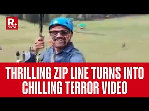 Chilling Pahalgam Zip-Line Video Shows Unaware Tourist Film Terror Attack | Aerial View