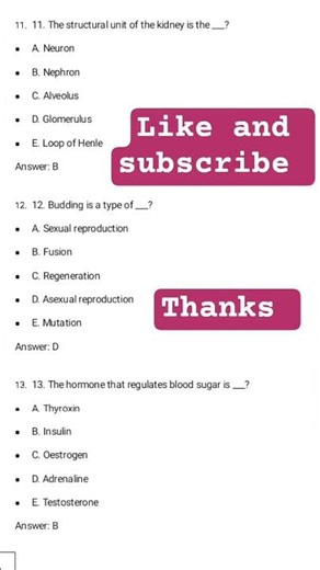 jamb biology possible questions and answers #jamb #shorts
