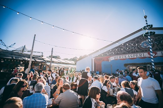 The beer gardens at the Oktoberfest and in Munich