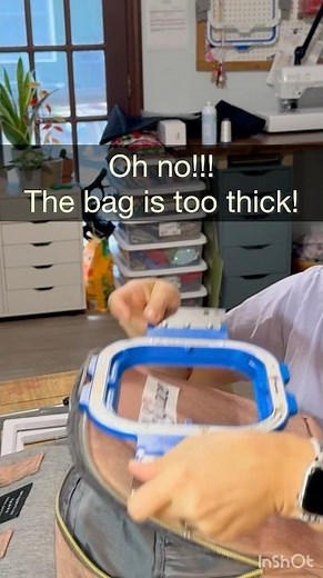 Bag to thick?! Let’s try Upside down hooping! #mightyhoops #embroiderytips #machineembroidery