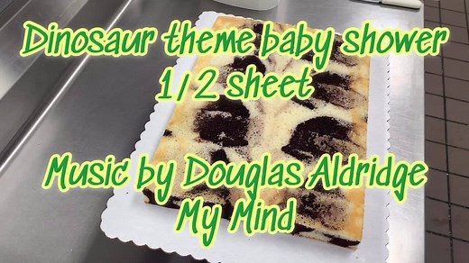 Dinosaur theme baby shower 1/2 sheet cake. Really enjoyed this one, very minimal but beautiful. 🎂❤️ | Cake Maker