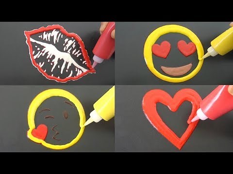 Romantic Emoji Pancake Art - Kiss Mark, Heart Eyes, Love Heart, Blowing Kiss