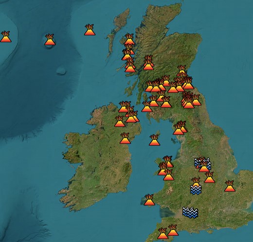 Interactive map reveals the 68 volcanoes that once covered the UK