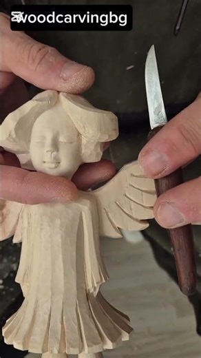 The most delicate part ✨ carving the angel's face #crafter #woodcarvingbg #hendmade #art