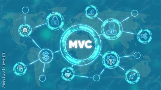 M V C Model View Controller Software Development Framework on Map Background programming