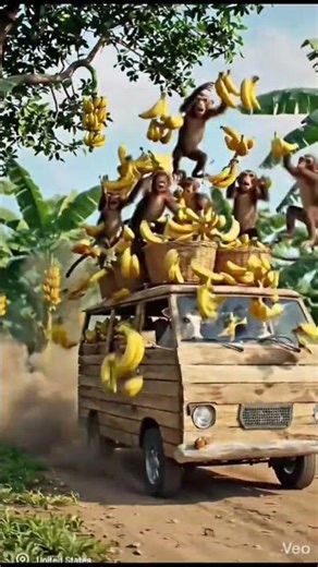Crazy Monkey Attack on Banana Van 😱🍌 | Cow Calls Police! #aistory #cow #animalstory #vairalshort