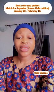 93K views · 4.1K reactions | Best color and perfect Match for AQUARIUS ( Irawo Afefe onibinu) January 20 - February 18. #signs #highlights #fypシ゚viralシfypシ゚ #everyonefollowers #facebookpageviral. | Big Ojasope | Facebook