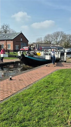 Canal boat going into a Lock